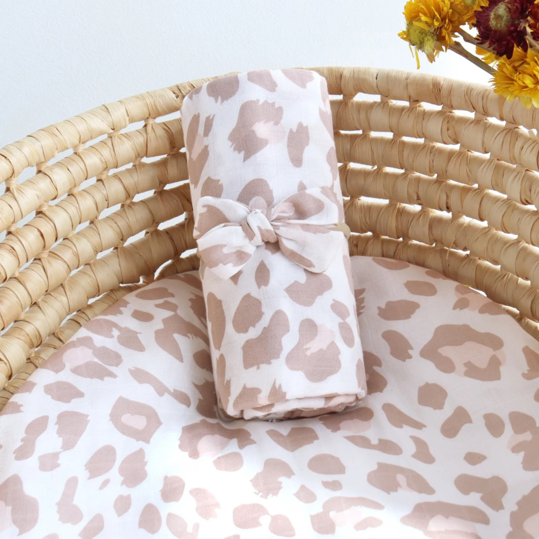 Pink Cheetah Swaddle & Bow