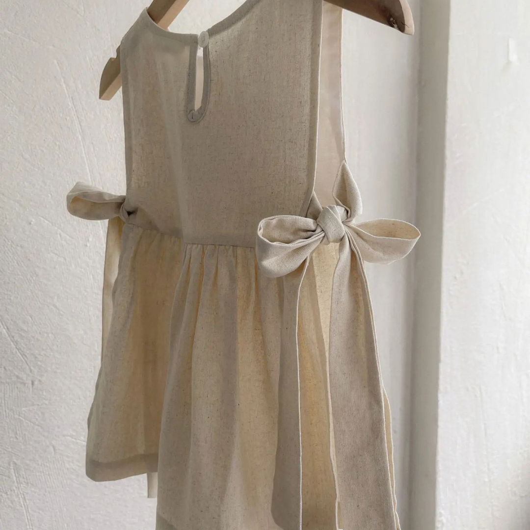 side of flower dress with tie ups