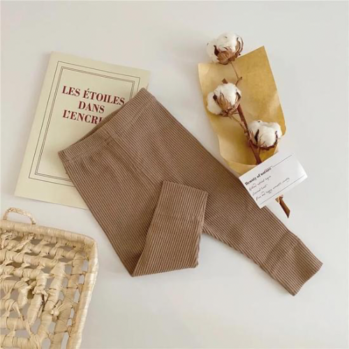Brown ribbed leggings