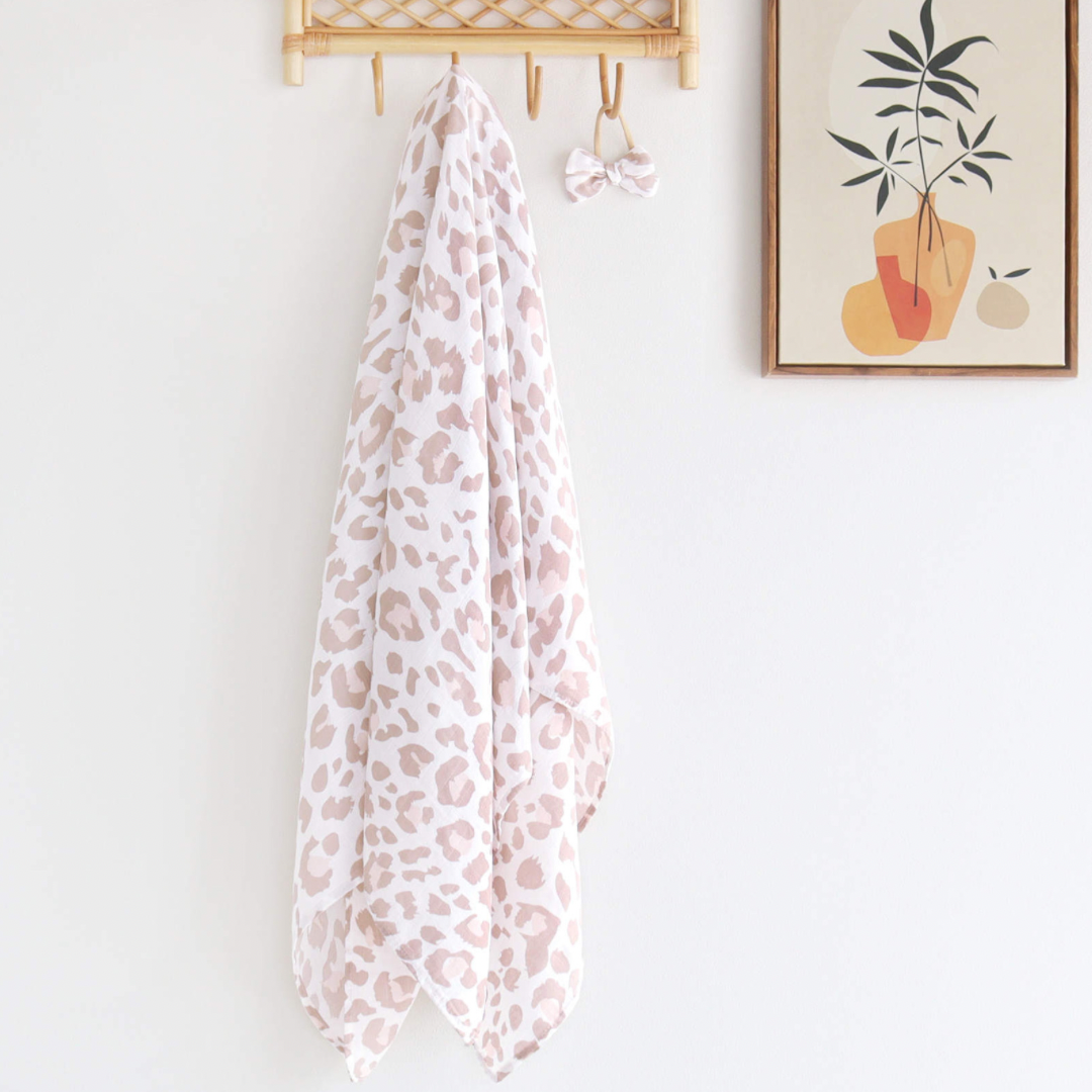 Pink Cheetah Swaddle & Bow