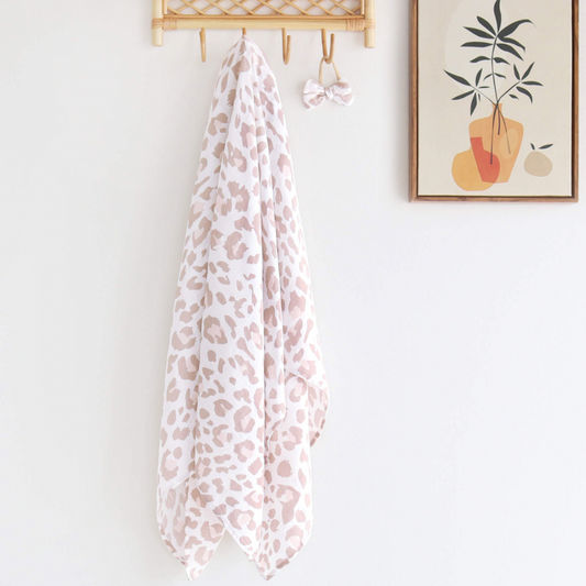 Pink Cheetah Swaddle & Bow