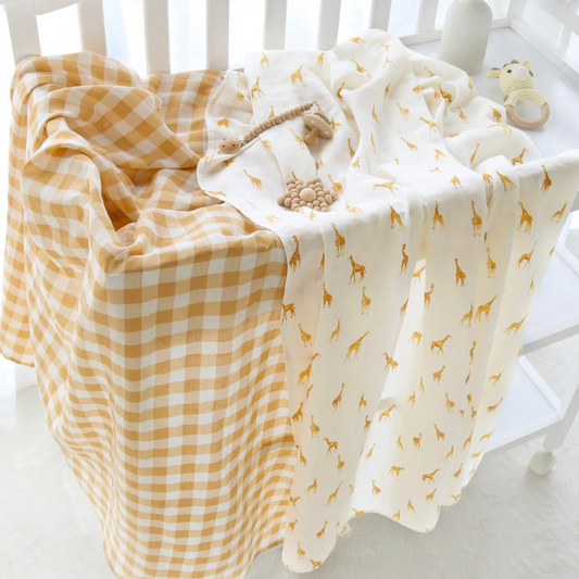 Giraffe & Vichy Check Swaddles