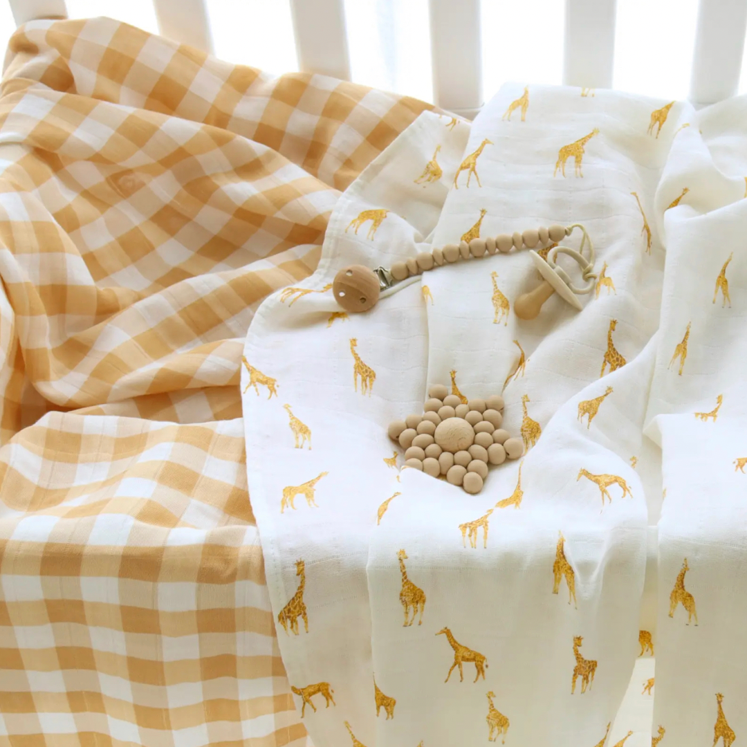 Giraffe & Vichy Check Swaddles